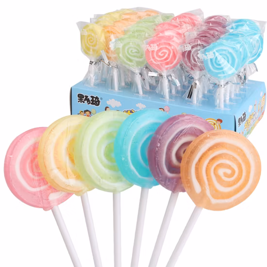 Confectionery Products Halal Handmade Hard Candy Colorful Rotating Lollipop