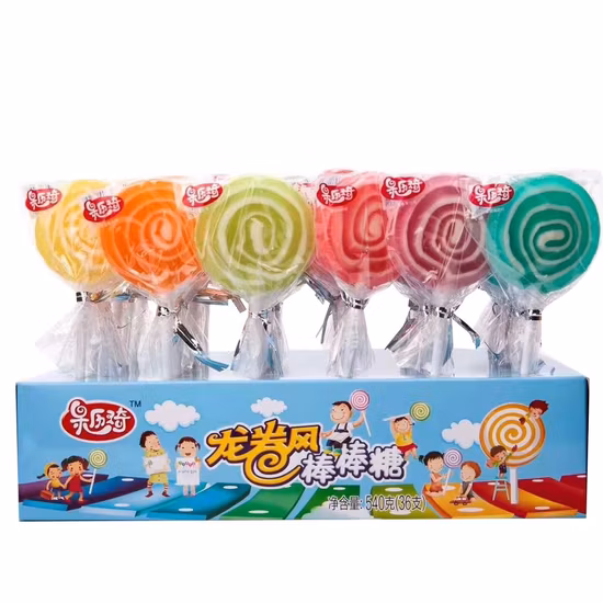 Confectionery Products Halal Handmade Hard Candy Colorful Rotating Lollipop