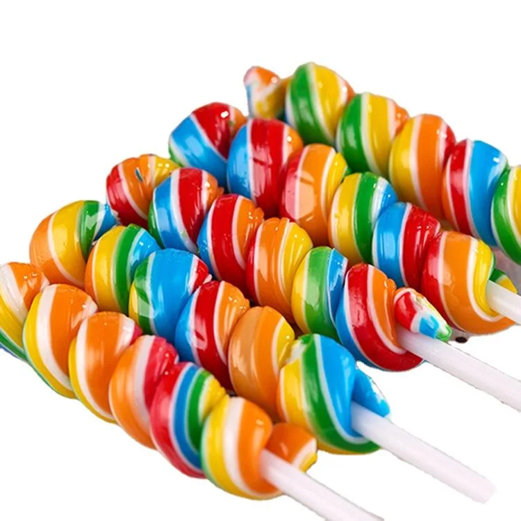 Hot Selling Lollypop Candy Rainbow Swirl Lollipops Wholesale Sweet Hard Candy Lollipop