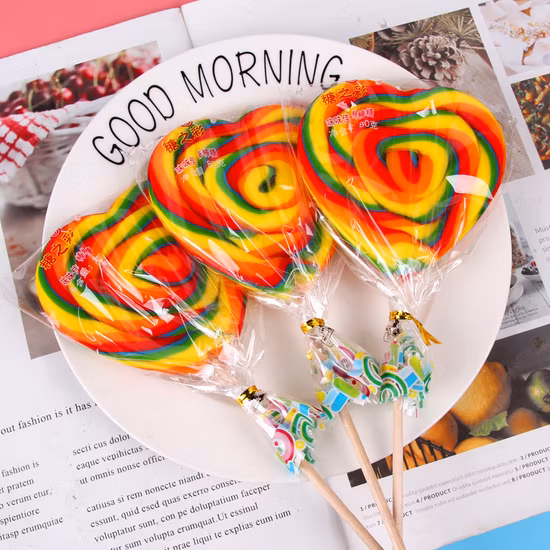 Personnalisation Saint Valentin Rainbow Hard Candy Cadeau Lollipop en forme de coeur
